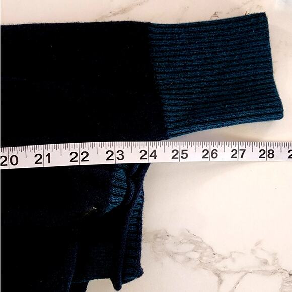 Eddie Bauer Shasta 2 Toned Blue Hooded Knit Sweater Petite Medium MP - Picture 6 of 6